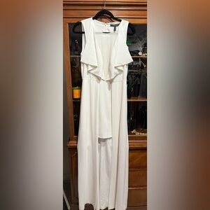 BCBG White Sleeveless Cowl Neck Gown